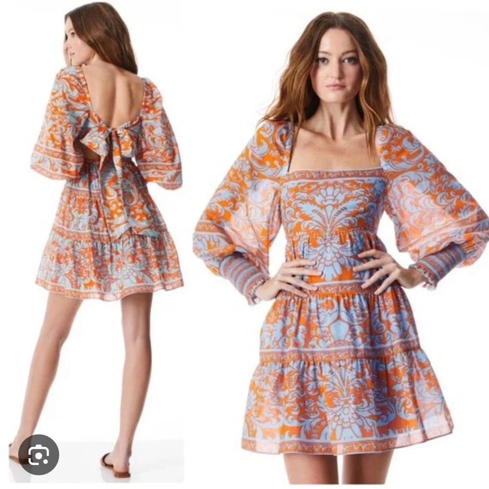 ALICE + OLIVIA Rowen Tiered Square Neck Babydoll Dress